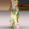 Women's Sleeveless Summer Floral Print Maxi Dress