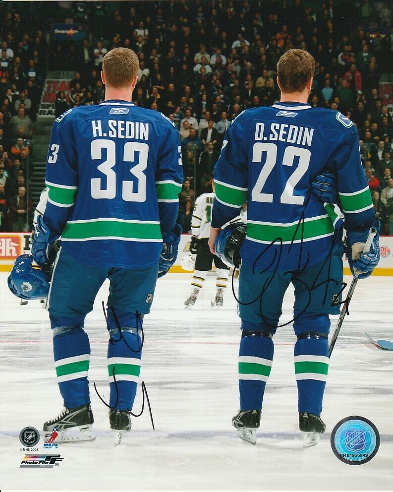 DANIEL & HENRIK SEDIN TWINS SIGNED VANCOUVER CANUCKS 8x10 Photo Poster painting #1 EXACT PROOF!