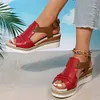 Gioiacombo&trade; Sandali con zeppa con fibbia stile romano da donna