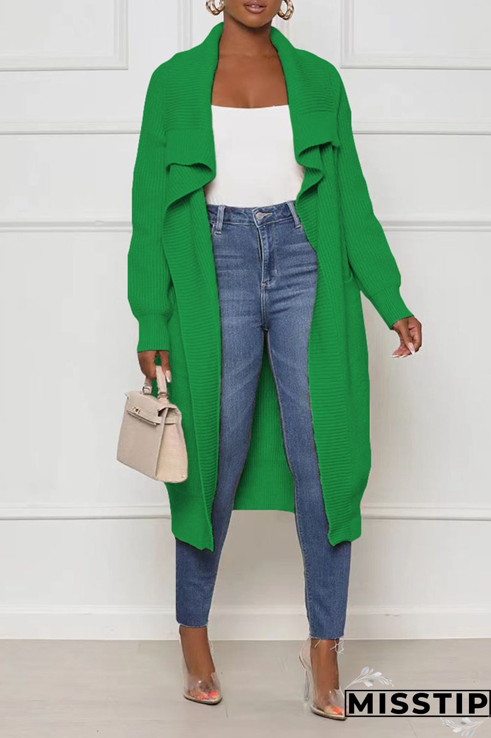 Black Casual Solid Patchwork Cardigan Collar Outerwear