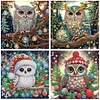 (US Local)4pack Xmas Owl-Crystal Rhinestone Diamond Painting(30x30cm)
