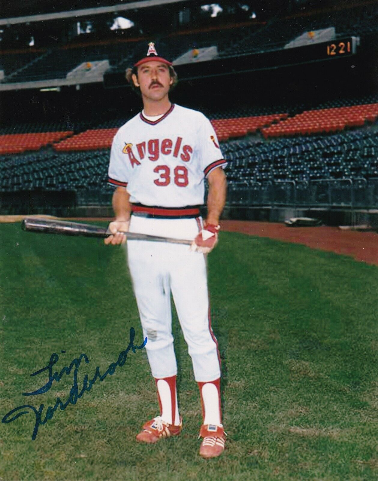 TIM NORDBROOK CALIFORNIA ANGELS ACTION SIGNED 8x10