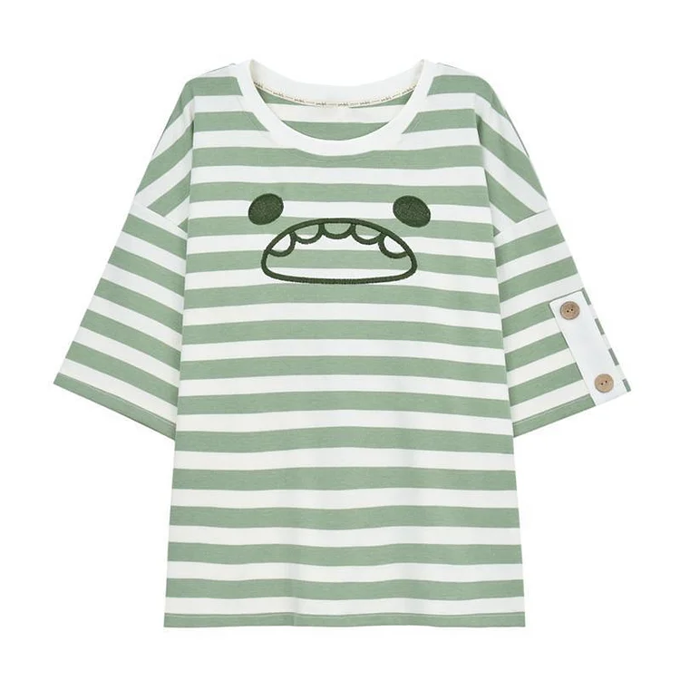 Monster Stripe T-Shirt Pocket Overalls Set