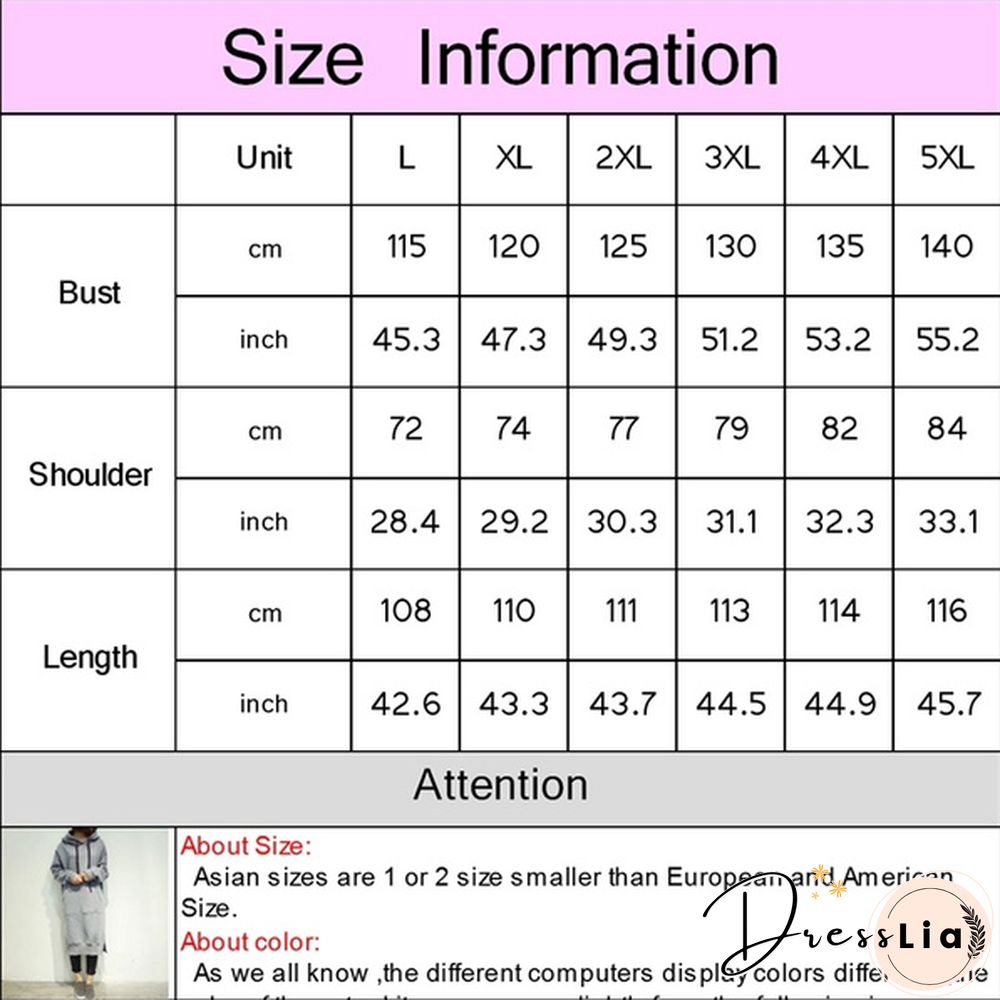 Women Plus Size Spring Autumn Casual Long Pullover Fleece Hooded Sweatshirt Dress L-5Xl