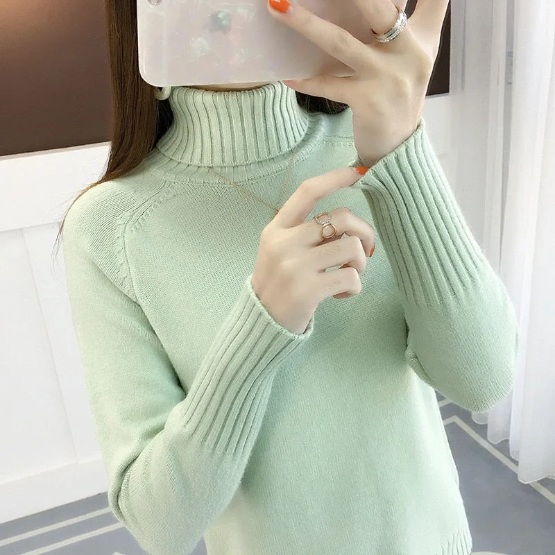 Ladies sweater autumn and winter new Women sweater 2020 high collar pull over long-sleeved ladies knitting sweater