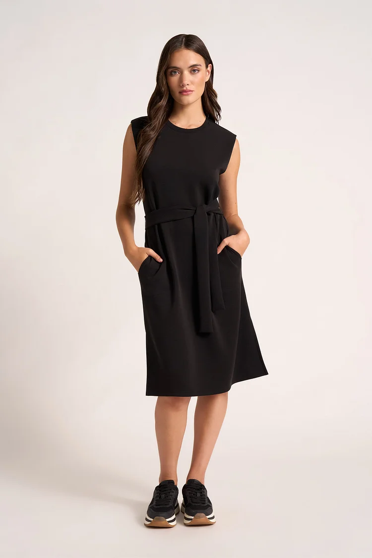 ALY BELTED MINI DRESS - BLACK