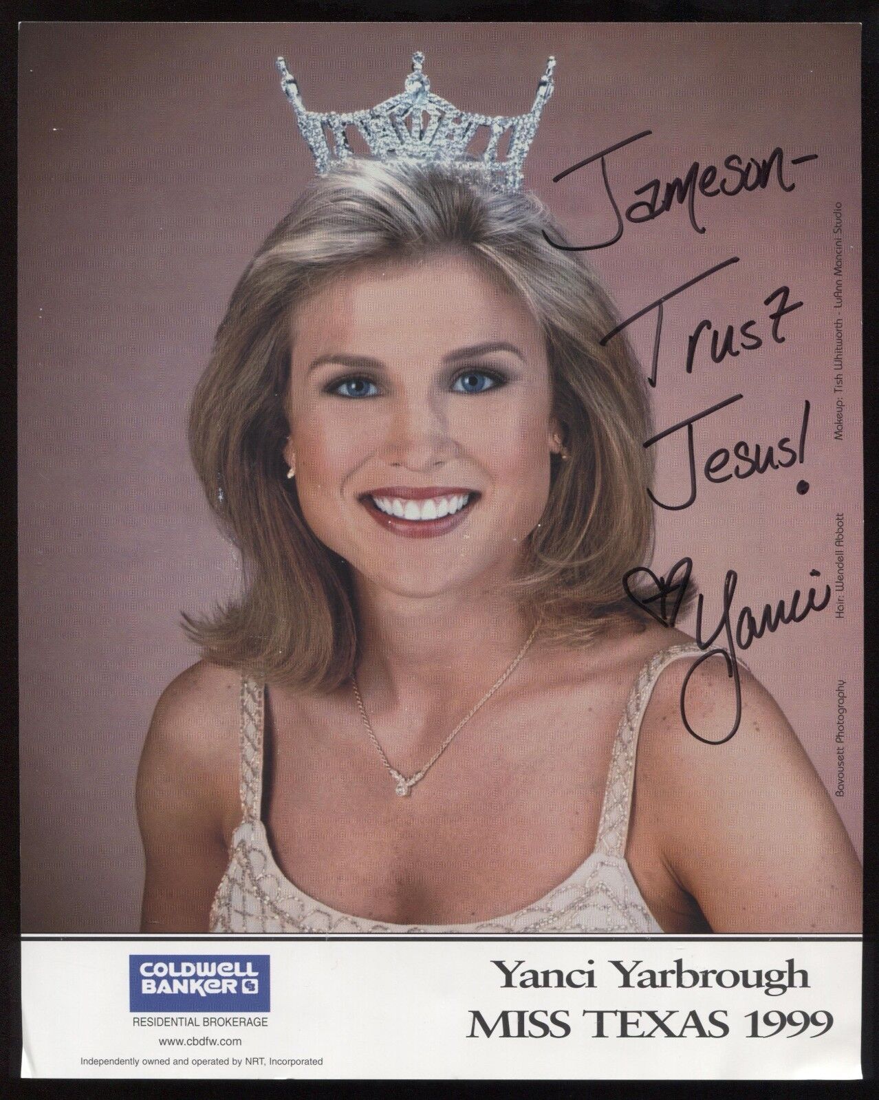 Yanci Yarbrough Signed 8x10 Photo Poster painting Autographed Photo Poster paintinggraph Miss Texas