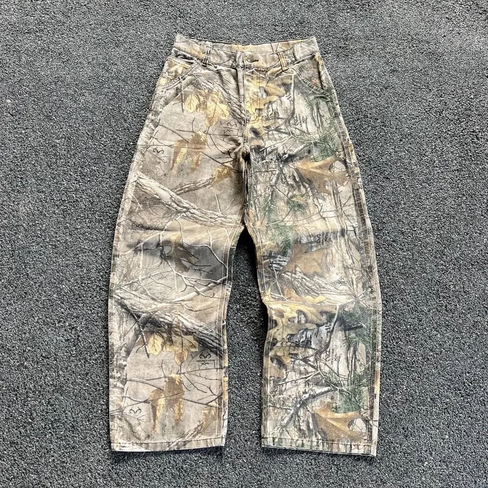 Aonga Y2k Camouflage Jeans New American Hip Hop Retro Oversize Denim Pants Fashion Men Clothing Straight Leg Wide Leg Jeans Streetwear aonga