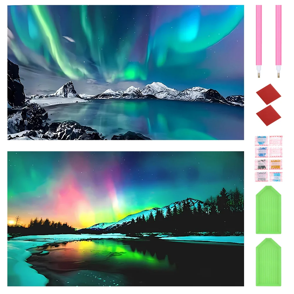 2pcs Diamond Painting - Full Round Drill - Aurora(Canvas|70*40cm)