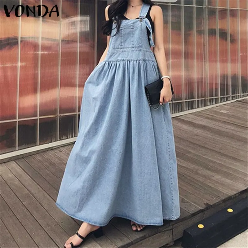 Elegant Demin Dress Sexy Bohemian Sundress Summer Holiday Dress 2022 Vintage Solid Maxi Long Dress Feminnas