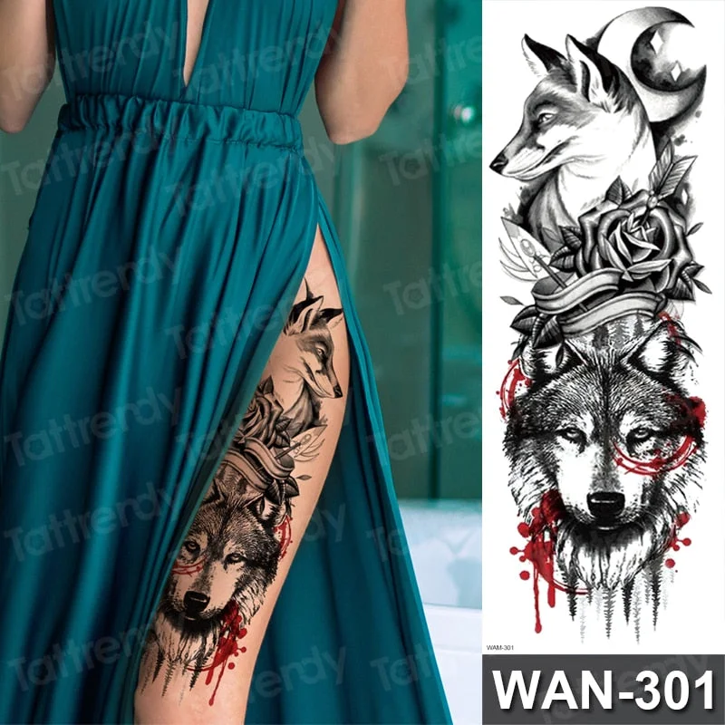 temporary tattoo women custom peony lotus fish tattoo body leg thigh full arm sleeve tattoo stickers sexy waterproof big size