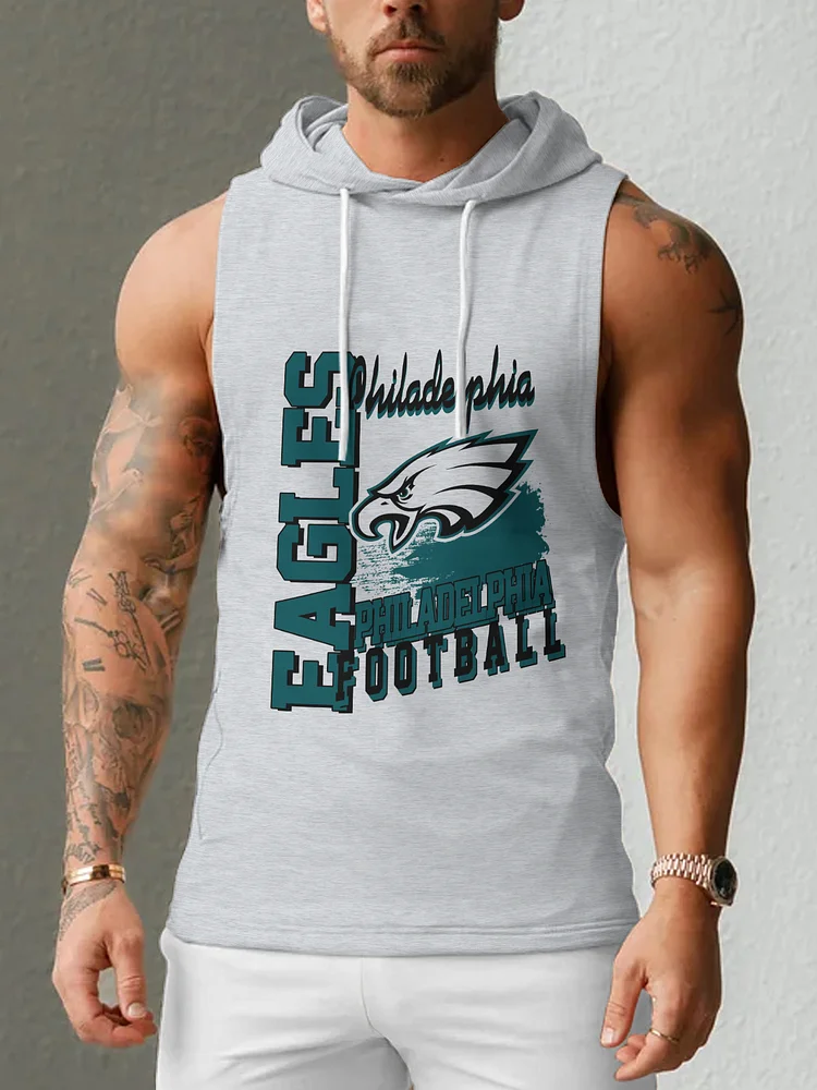 Philadelphia Eagles Men's  Casual Comfy Sleeveless Hooded Tank Top