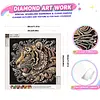 Golden Crystal Tiger Head Special Shaped 5D DIY Partial Drill Diamond Painting Kits for Adults Beginners Home Decor Diamonds Dots Gem Art Kits 11.81 X11.81inch
