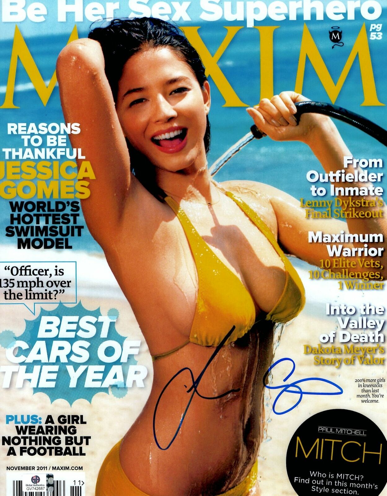 Jessica Gomes Signed Autographed 11X14 Photo Poster painting Sexy Maxim Cover Bikini GV742687