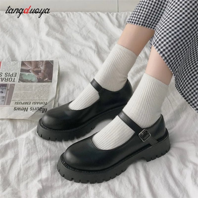 Mary Jane Shoes for Women 2022 spring Chunky Platform Ankle Strap Pumps Woman Thick Bottom Lolita Shoes cute Harajuku shoes