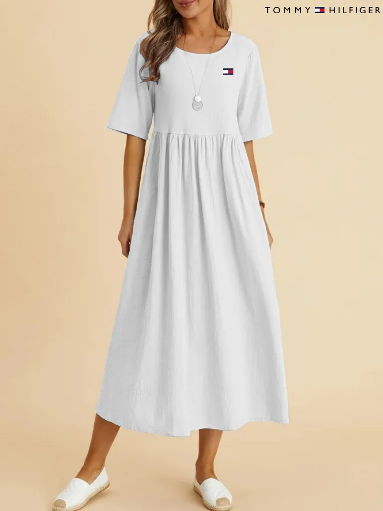 【Tommy Hilfiger】 Luźna sukienka z okrągłym dekoltem