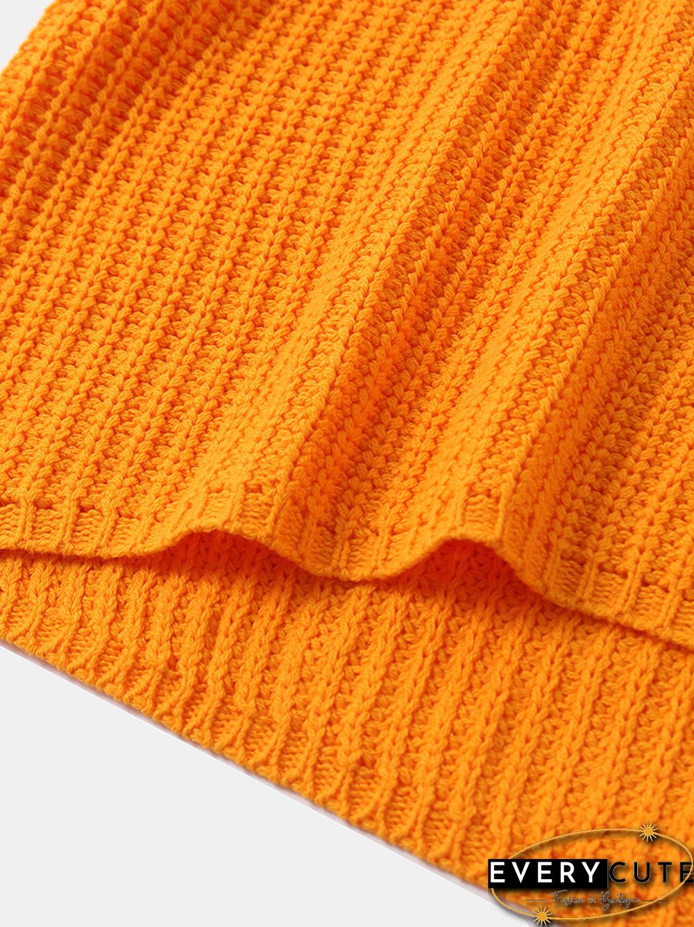 Solid Color O-neck Flare Sleeves Casual Sweater