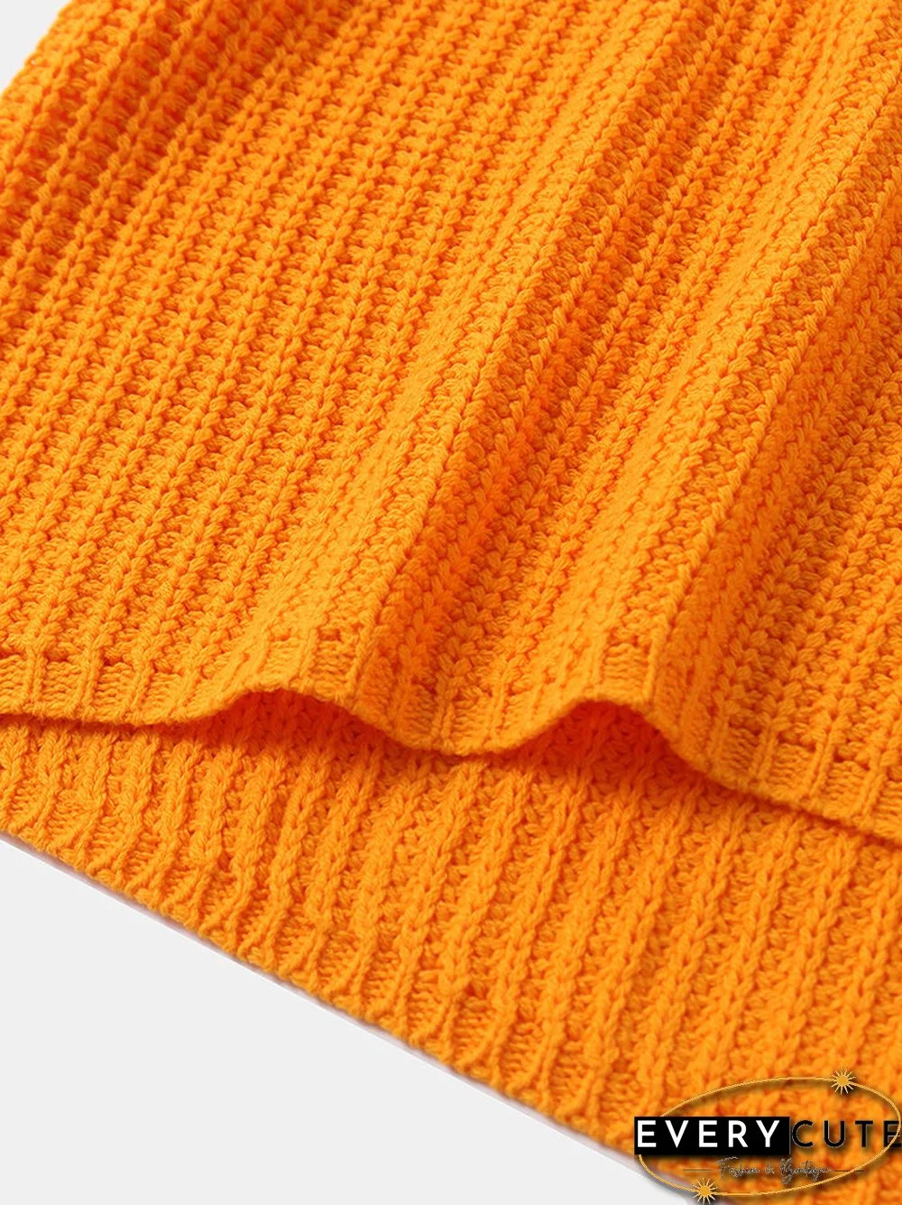 Solid Color O-neck Flare Sleeves Casual Sweater