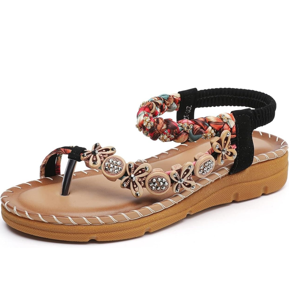 Women's Flats Sandals Bohemian Elastic Ankle Strap Comfortable Flip Flops | ARKGET