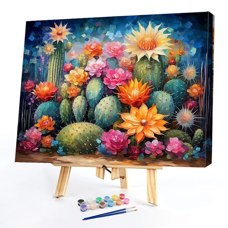 Oil Paint By Numbers - Cactus Flower - 50*40CM