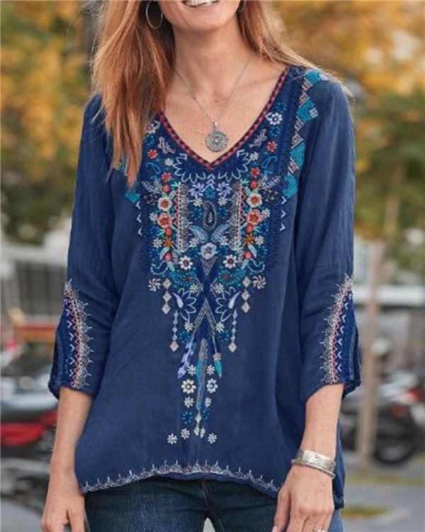 Embroidery Women Loose New Casual Lady Daily Shift Tops - Chicaggo