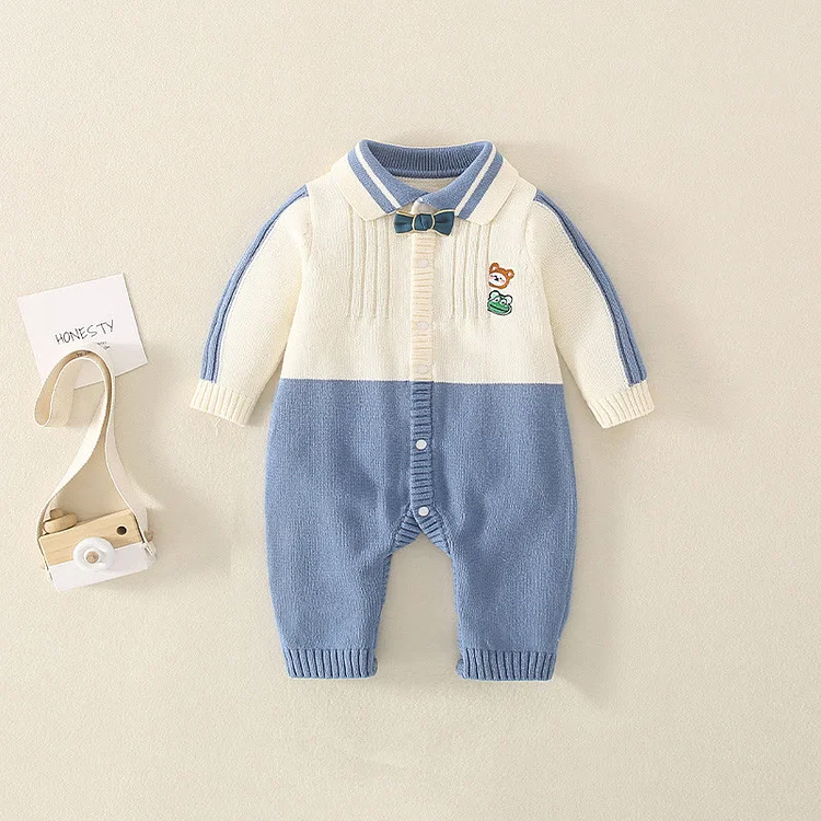  Baby Animal Collar Knitted Romper