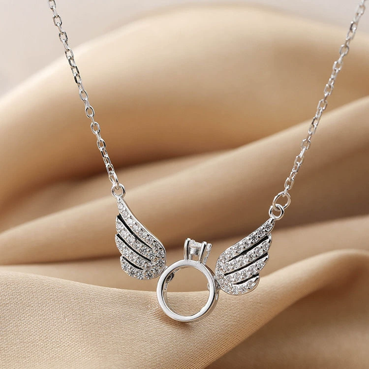Angel Wings Zirconia Gold-Plated Necklace 