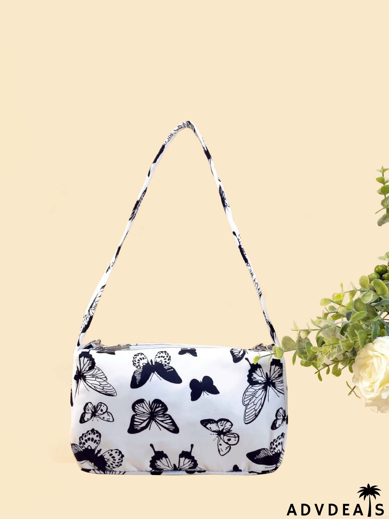 Butterfly Pattern Chain Baguette Bag