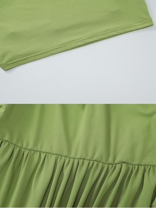 Women's Two-piece Solid Color One Shoulder Sleeveless Tank Top Bodycon Side Split Metal Flower Stitched Ruched Long Skirt Sets, Strapless Backless Irregular Hem Tube Tops with Pleated Slit Skirts, Womenswear Clothes