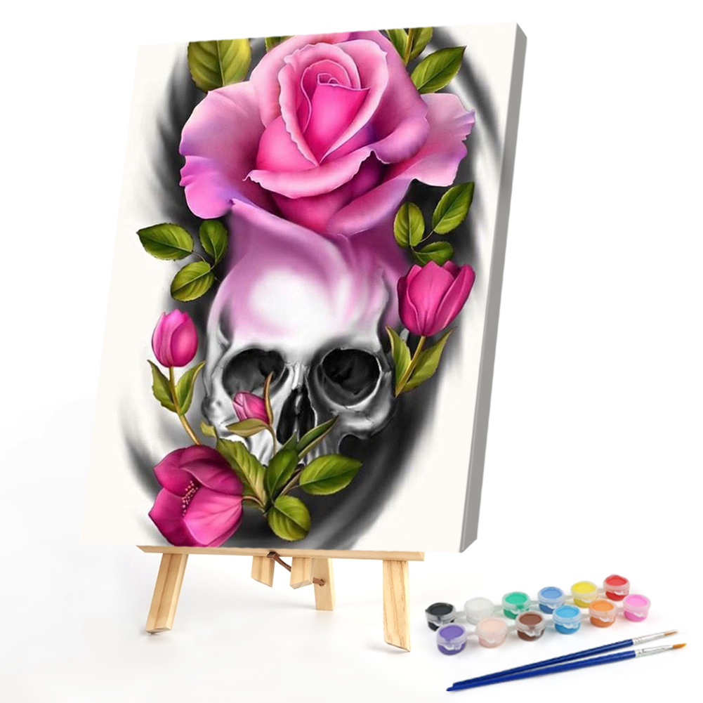 

40*50CM - Paint By Numbers - Rose Skull, 501 Original