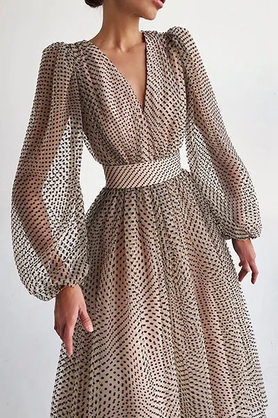 Elegant Instance Puff Sleeve Maxi Dress