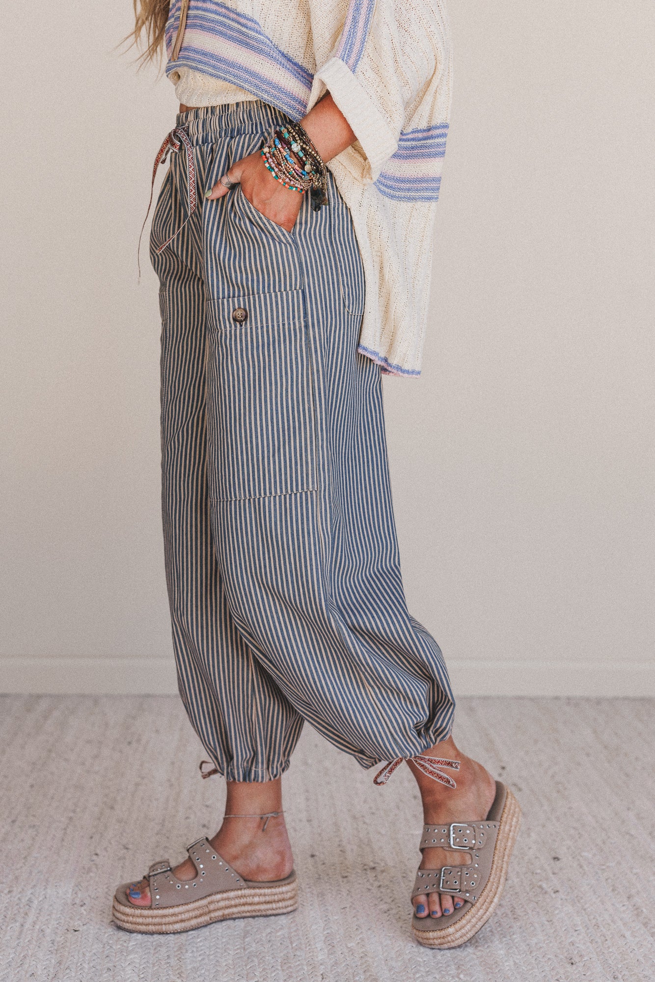 Wilson Striped Pants - Latte