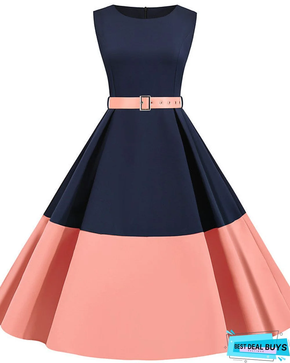 Women's A Line Dress Knee Length Dress Sleeveless Print Patchwork Summer Vintage Black Yellow Blushing Pink Green