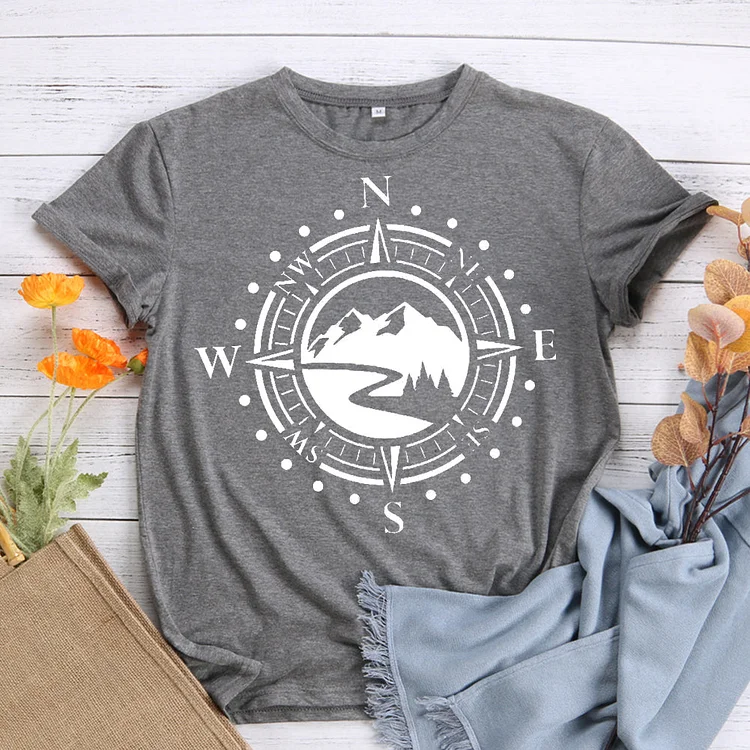 Compass and mountain T-Shirt Tee -00798-Annaletters