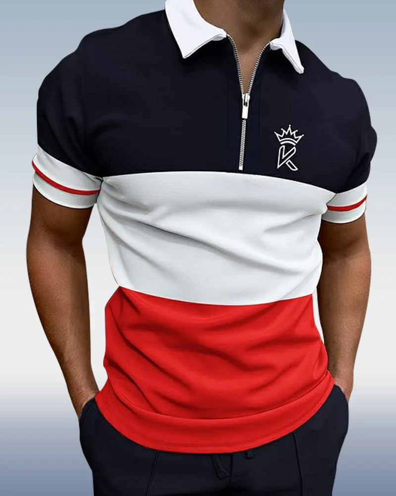 Suitmens Men's Contrasting Color Short Sleeve Polo Shirt 017
