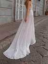 Shining Deep V-Neck Spaghetti-Neck White Maxi Dresses