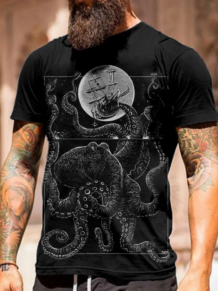 Cthulhu Inspired Octopus Art Comfy T Shirt