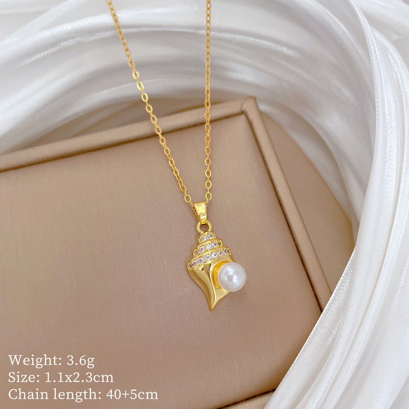 Copper Micro-Inlaid Necklace For Women Copper Micro-Inlaid Real Gold Electroplating Simple Ins Exquisite Clavicle Chain Neck Chain