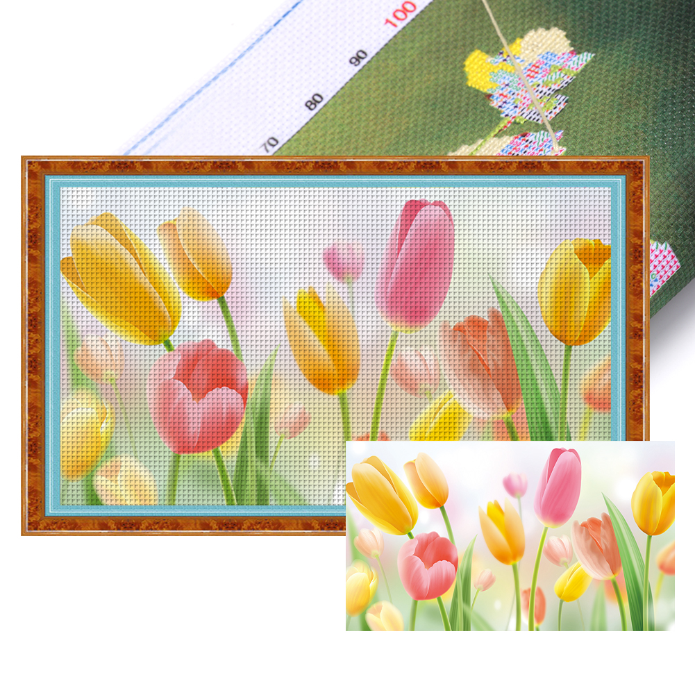 Morning Tulips Full 11CT Pre-stamped Canvas(105*61cm) Silk Cross Stitch