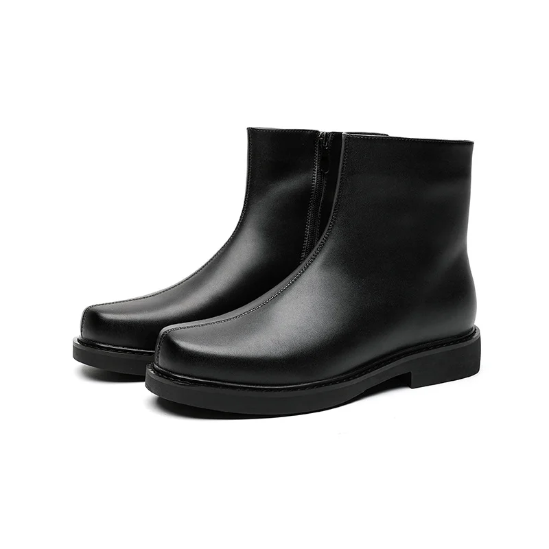 Colourp Colourp Men's Shoes Summer Shorts British Black Round Head One Foot Cigarette Boots Tide Side Zip Martens 89756-R