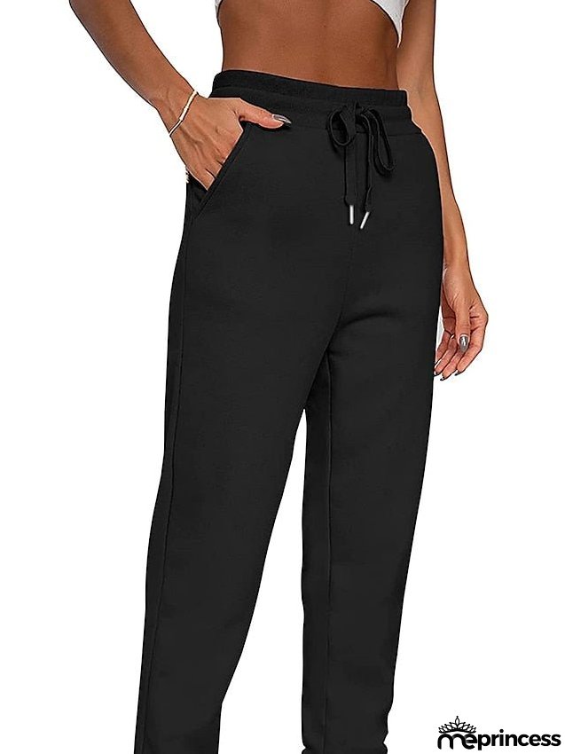 Women's Sweatpants Joggers Fleece Pants Fleece Lined Pink Grey Black Mid Waist Hip-hop Athleisure Leisure Sports