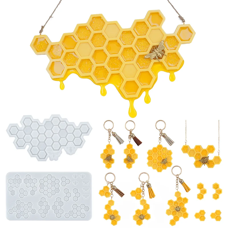 2 PCS Beehive Keychain Hangtag Resin Mold
