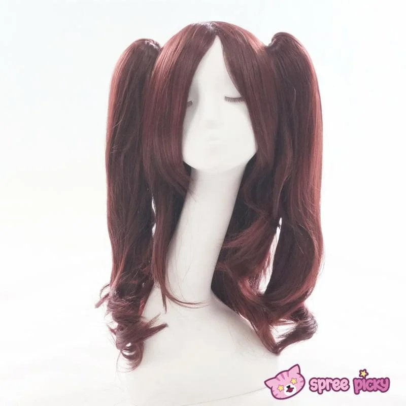 Wine Caramel Mixed Color Long Wig with 2 Pony Tails SP152050