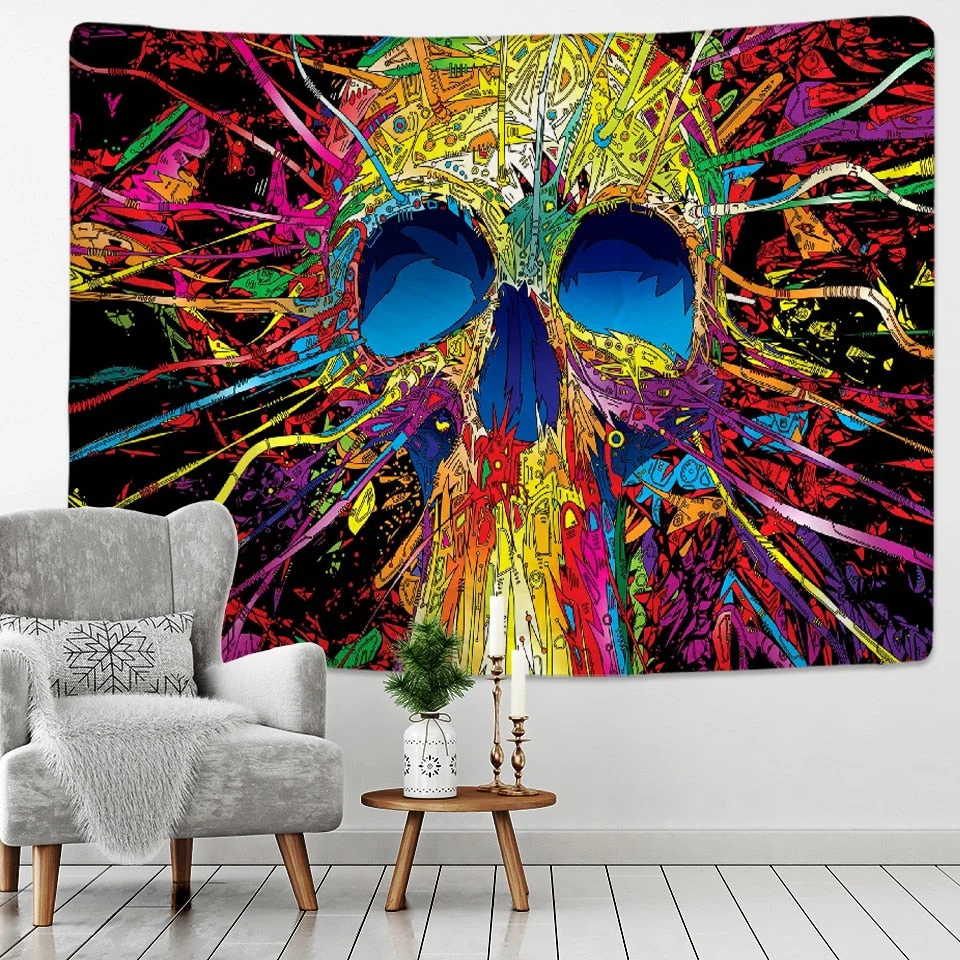 Colorful Skull Tapestry Indian Mandala Tapestry Wall Hanging Bohemian Gypsy Psychedelic Tapiz Witchcraft Tapestry