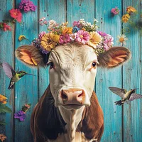 Floral Cow - Diamond Painting