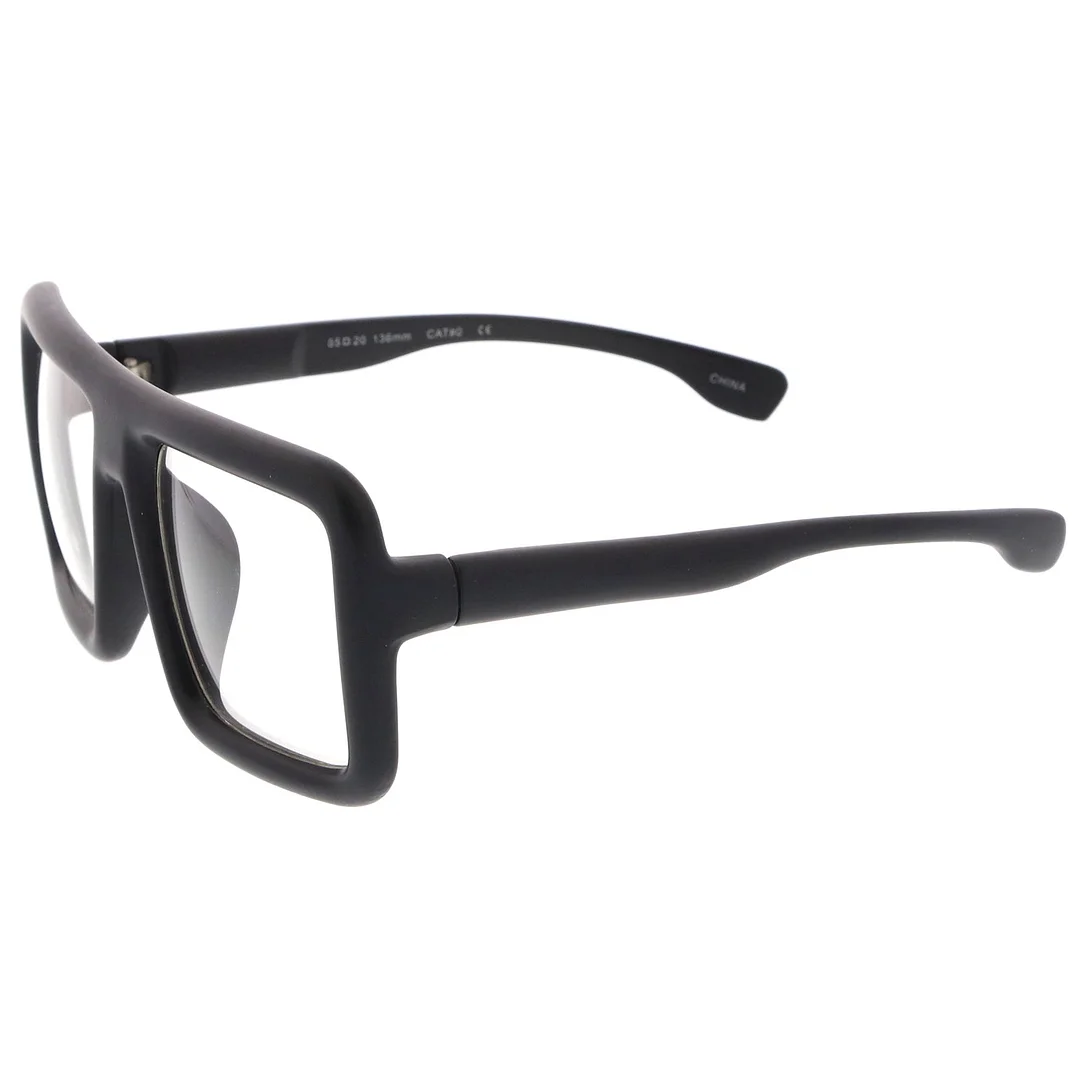 Oversize Bold Thick Frame Clear Lens Square Eyeglasses 58mm