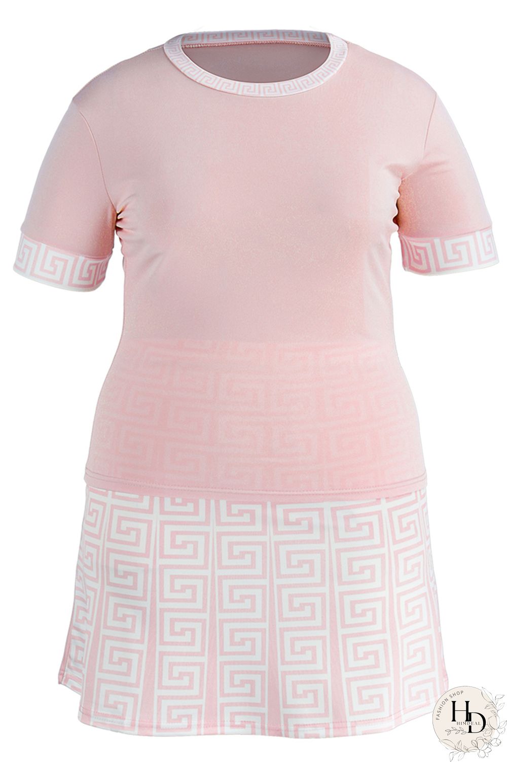 Black Fashion Casual Print Patchwork O Neck Plus Size Two Pieces