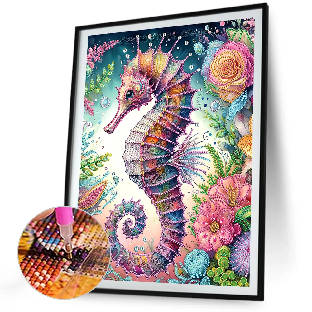Diamond Painting - Partial Special Shaped Drill - Seahorse(Canvas|30*40cm)