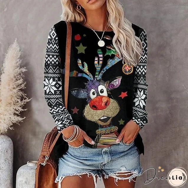 Ugly Christmas Shirt Women's Reindeer