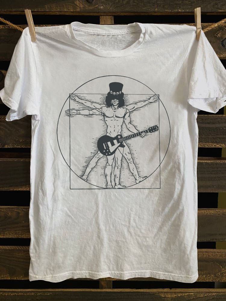 Rock Roll Vitruvian Man T-shirt